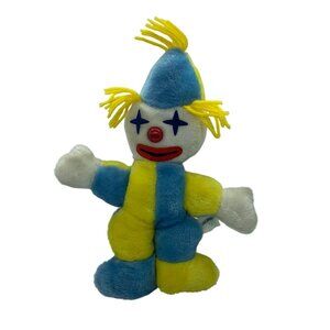 Vtg Brechner Plush Clown Toy 15”  Blue Yellow Polka Dot Shoes New York RARE
